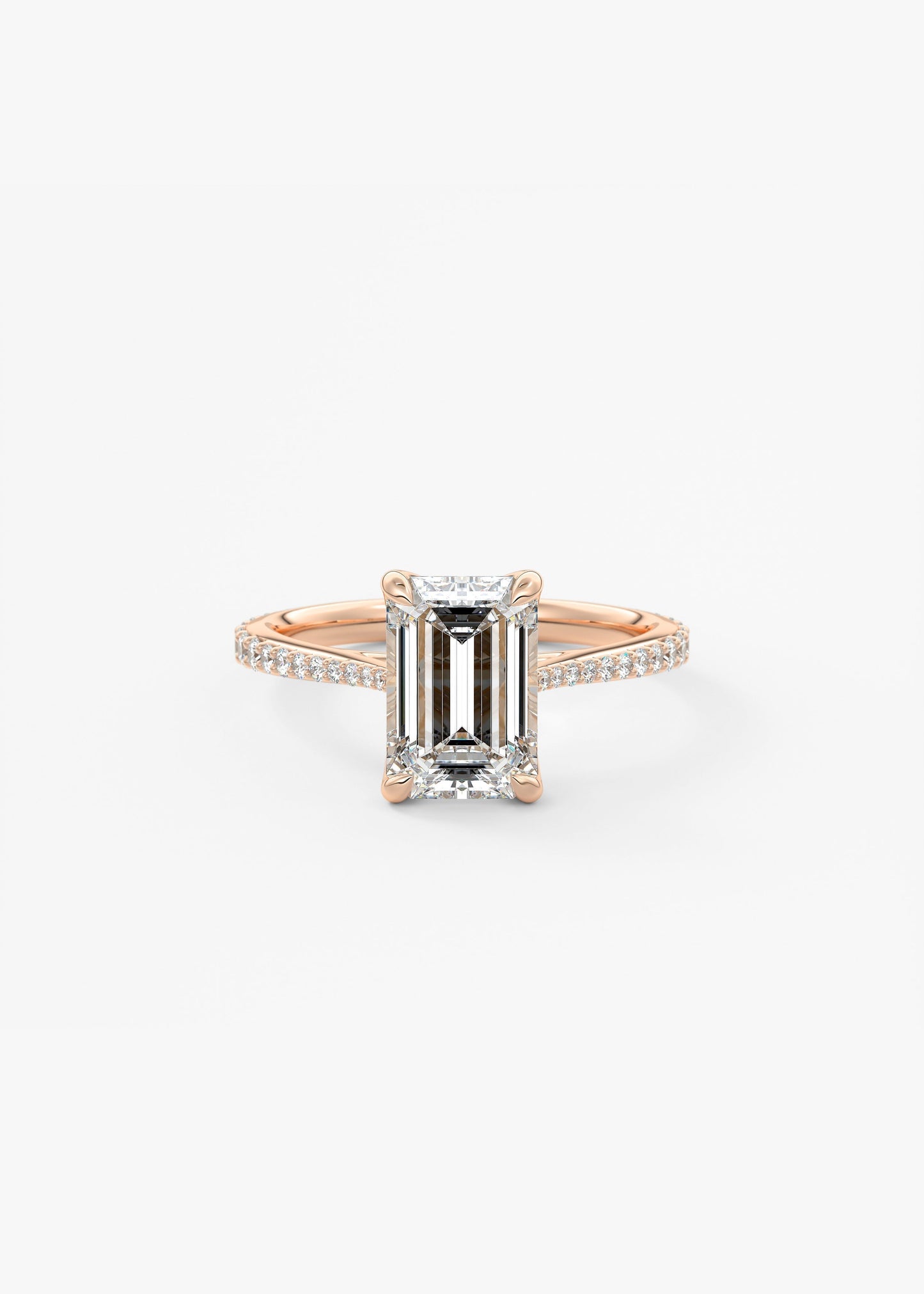Emerald Pave Cathedral Lab Grown Diamond Engagement Ring