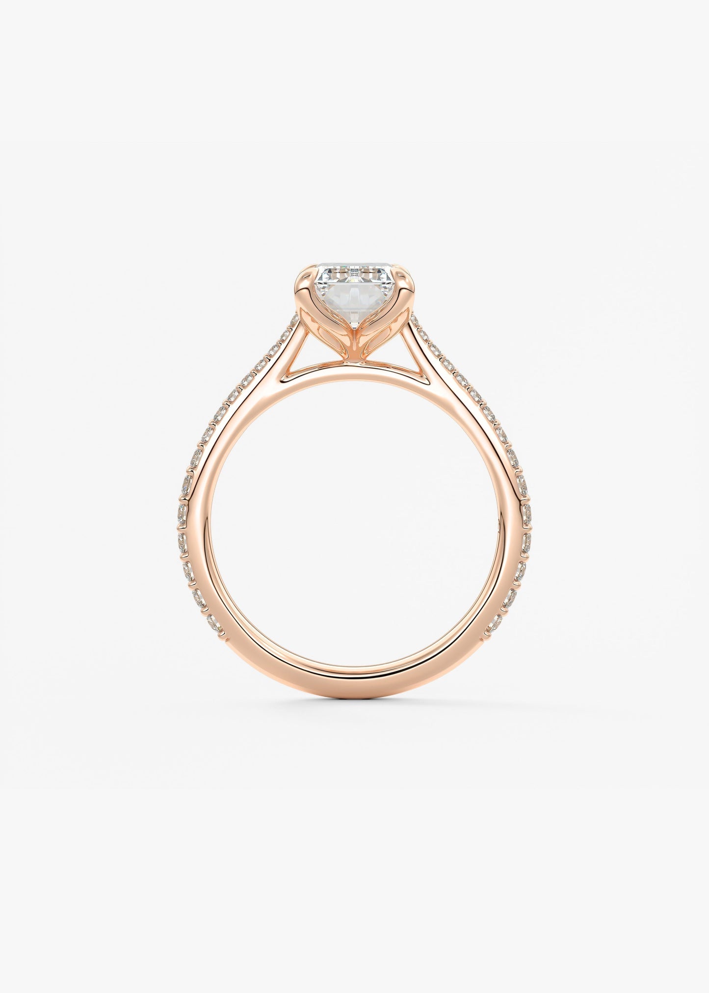 Emerald Pave Cathedral Lab Grown Diamond Engagement Ring