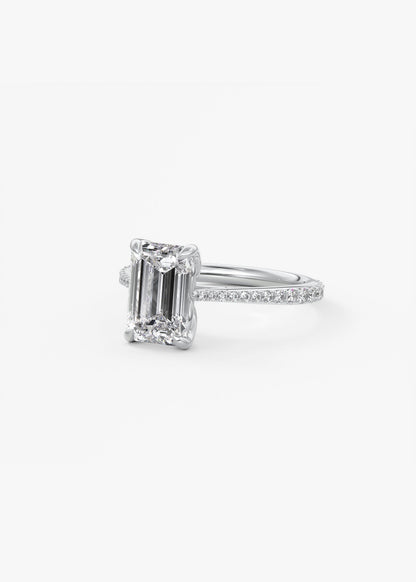 Emerald Pave Cathedral Lab Grown Diamond Engagement Ring