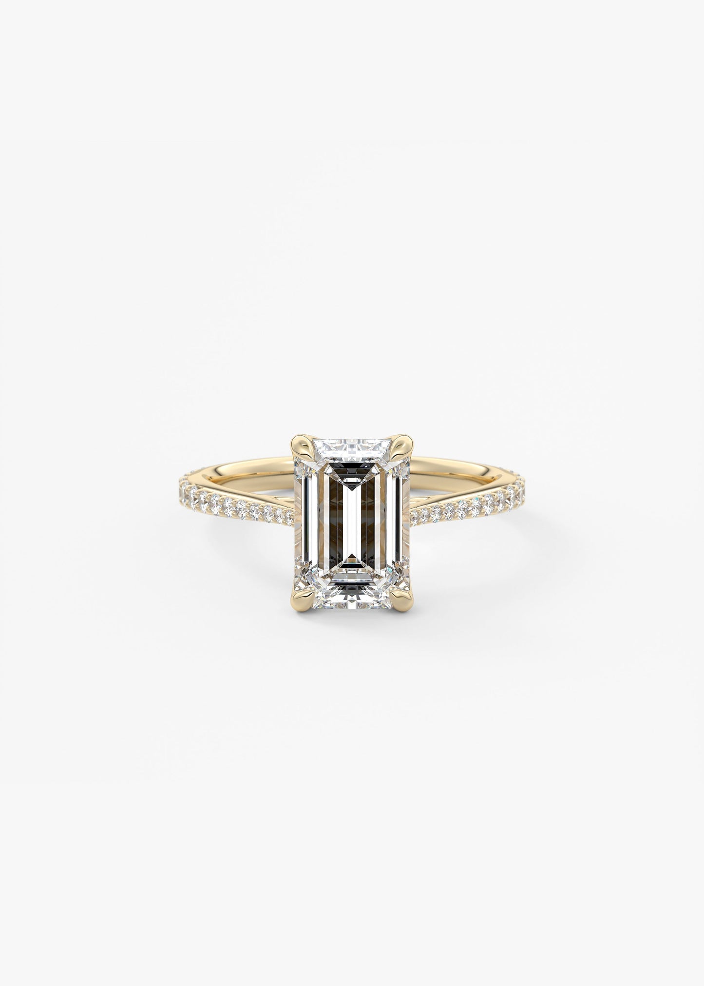 Emerald Pave Cathedral Lab Grown Diamond Engagement Ring