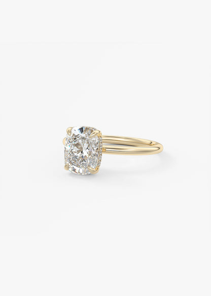 Elongated Cushion Hidden Halo Lab Grown Diamond Engagement Ring