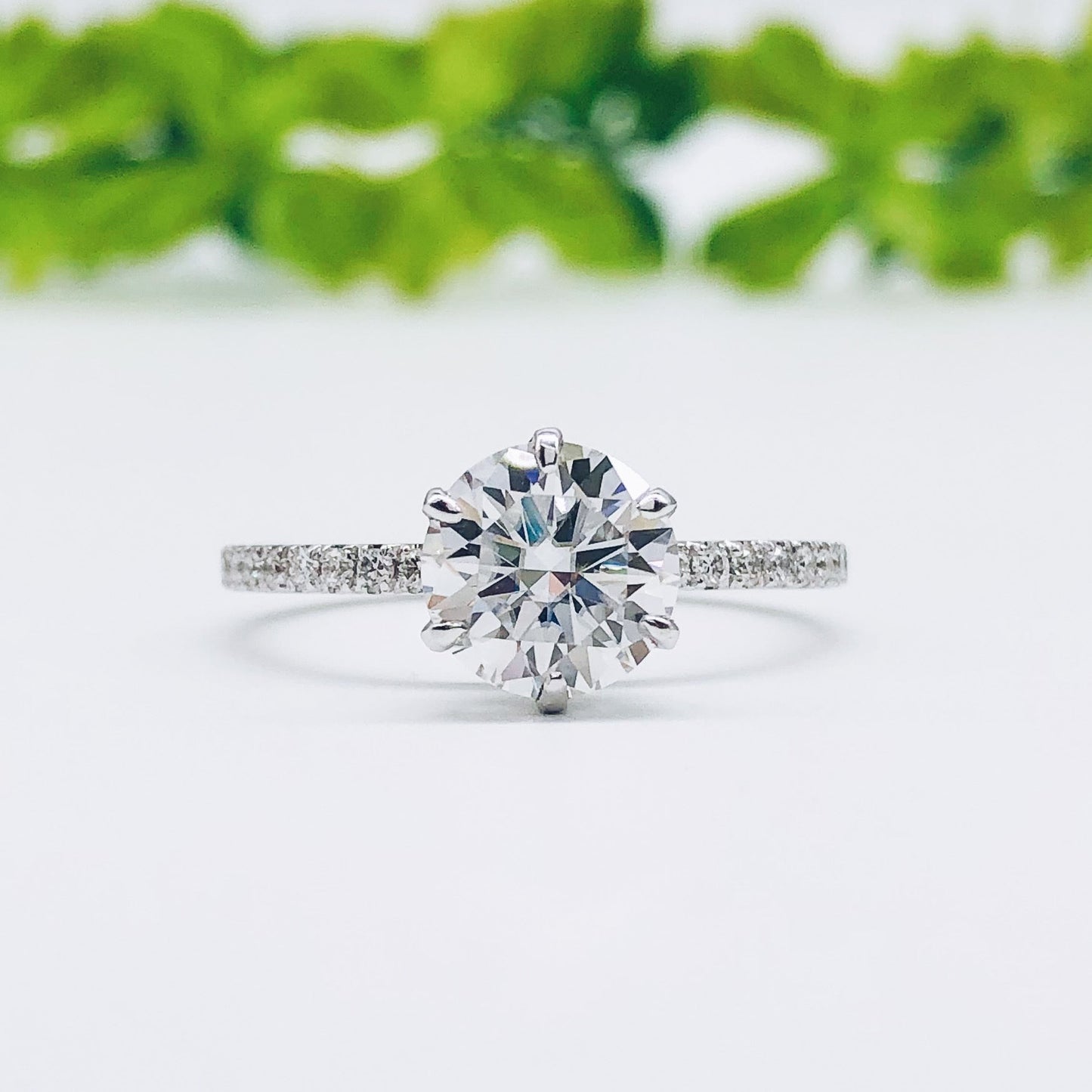 1.85 CT Round Cut Hidden Halo Pave Moissanite Engagement Ring