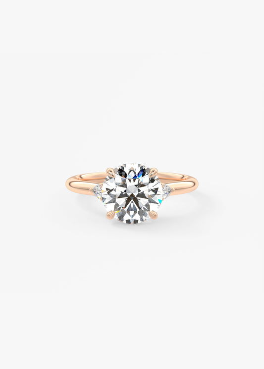 Round Three Stone Lab Grown Diamond Engagement Ring