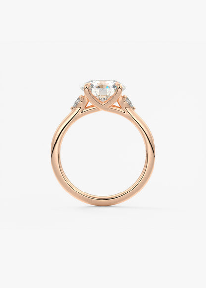 Round Three Stone Lab Grown Diamond Engagement Ring