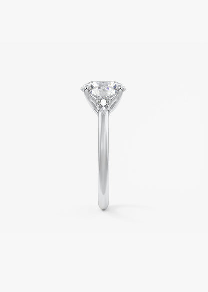 Round Three Stone Lab Grown Diamond Engagement Ring