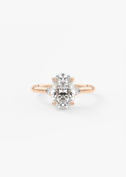 Oval Three Stone Lab Grown Diamond Engagement Ring
