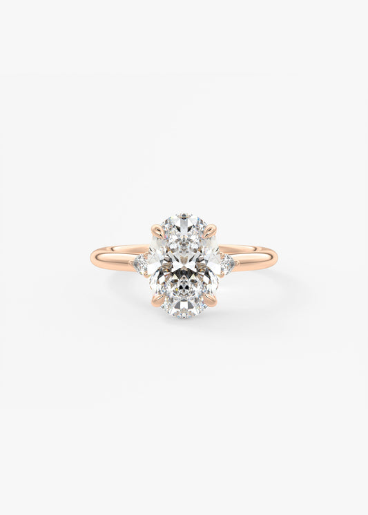 Oval Three Stone Lab Grown Diamond Engagement Ring