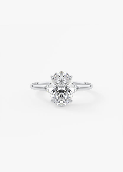 Oval Three Stone Lab Grown Diamond Engagement Ring