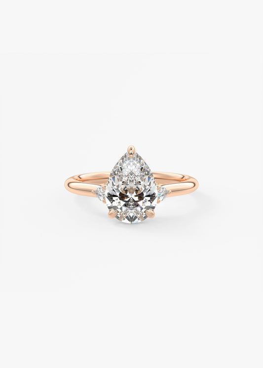 Pear Three Stone Lab Grown Diamond Engagement Ring