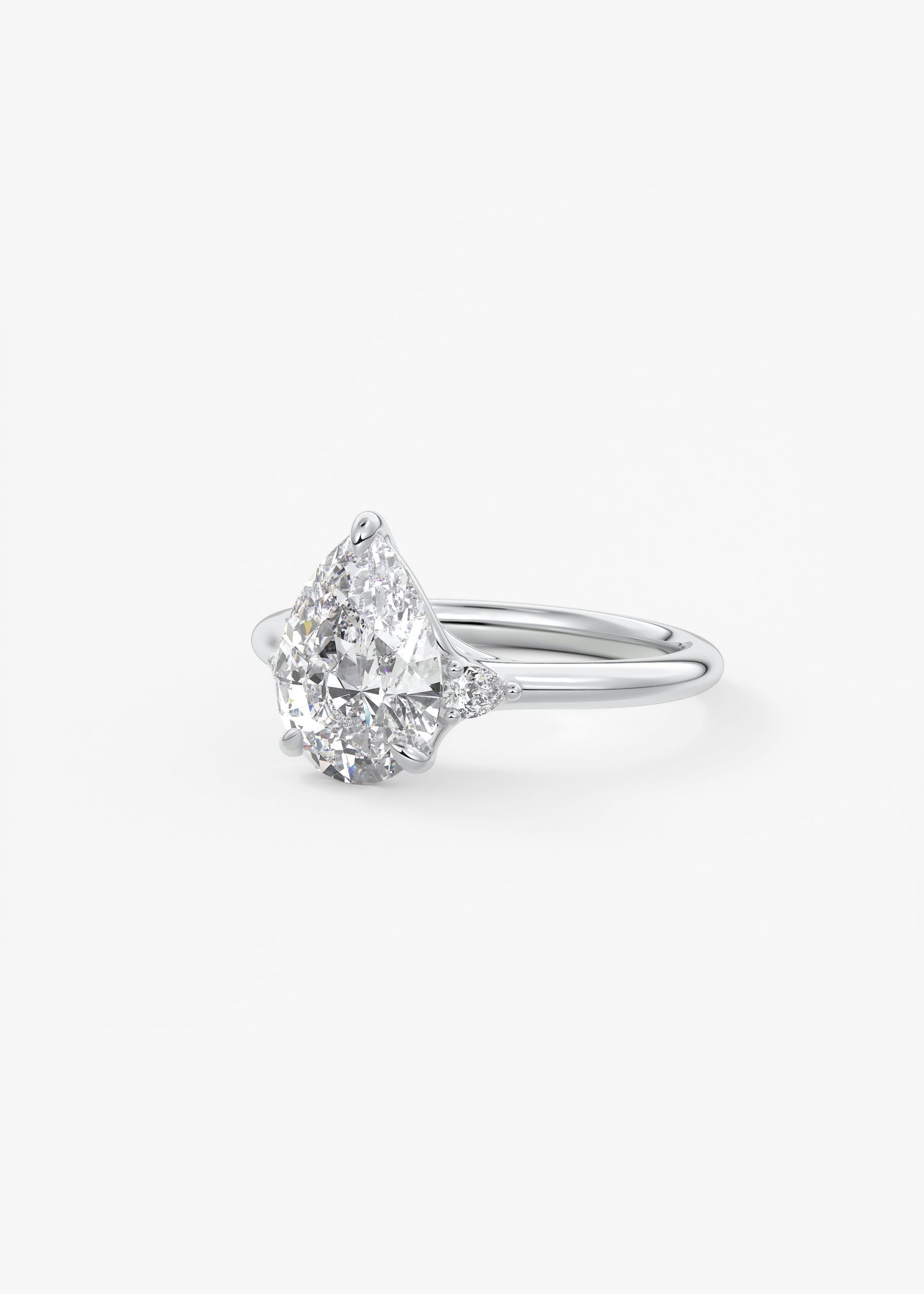 Pear Three Stone Lab Grown Diamond Engagement Ring