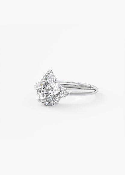 Pear Three Stone Lab Grown Diamond Engagement Ring