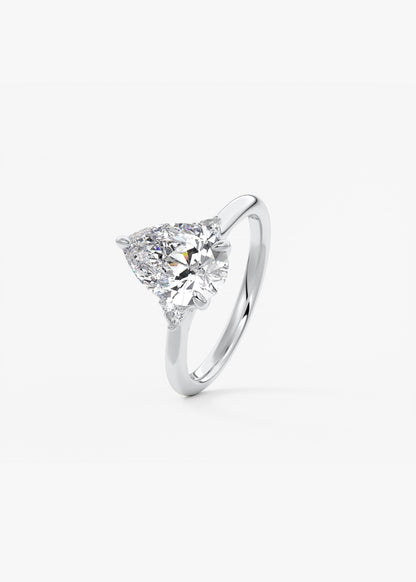 Pear Three Stone Lab Grown Diamond Engagement Ring