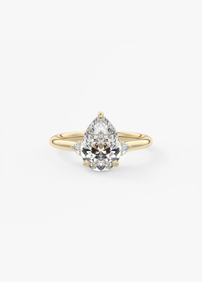Pear Three Stone Lab Grown Diamond Engagement Ring