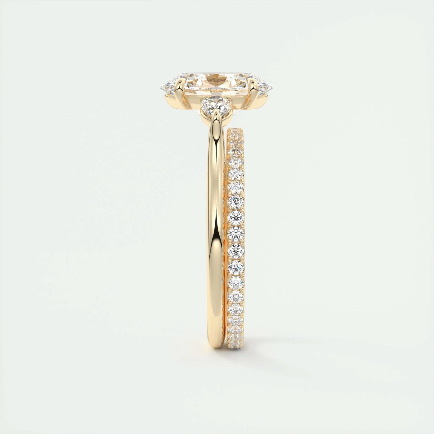 1.91 CT Oval Cut Three Stone Moissanite Engagement Ring