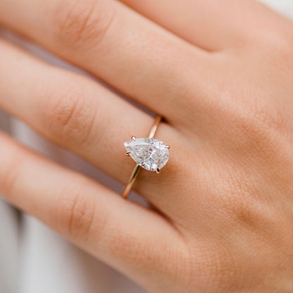2 CT Pear Solitaire Lab Grown Diamond Engagement Ring