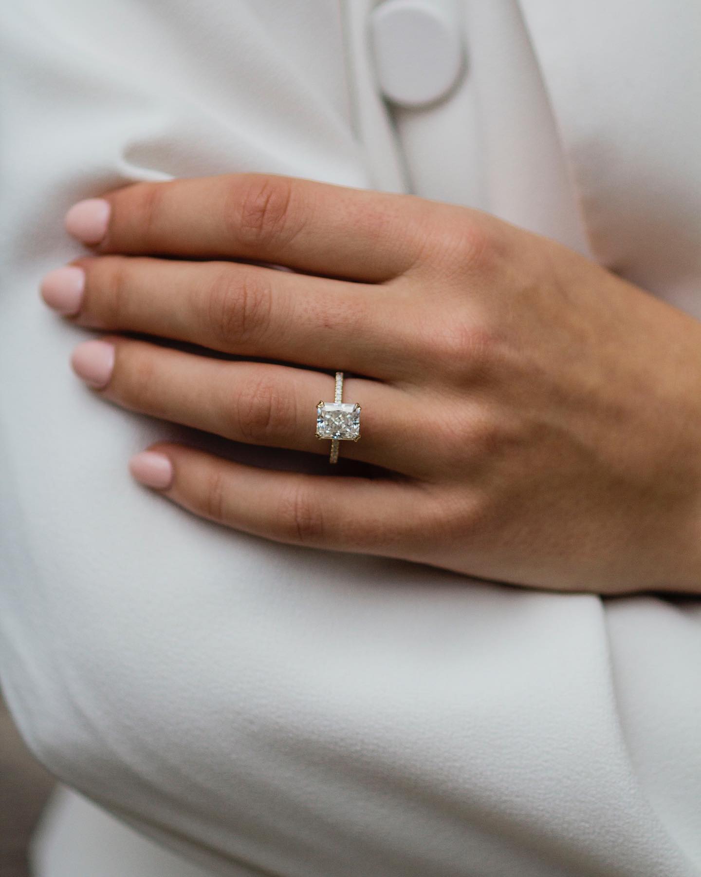 2.40 CT Radiant Solitaire Hidden Halo Moissanite Engagement Ring