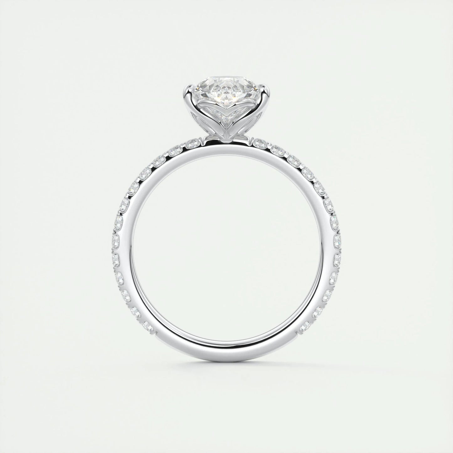 1.93 CT Pear Solitaire Pave Moissanite Engagement Ring
