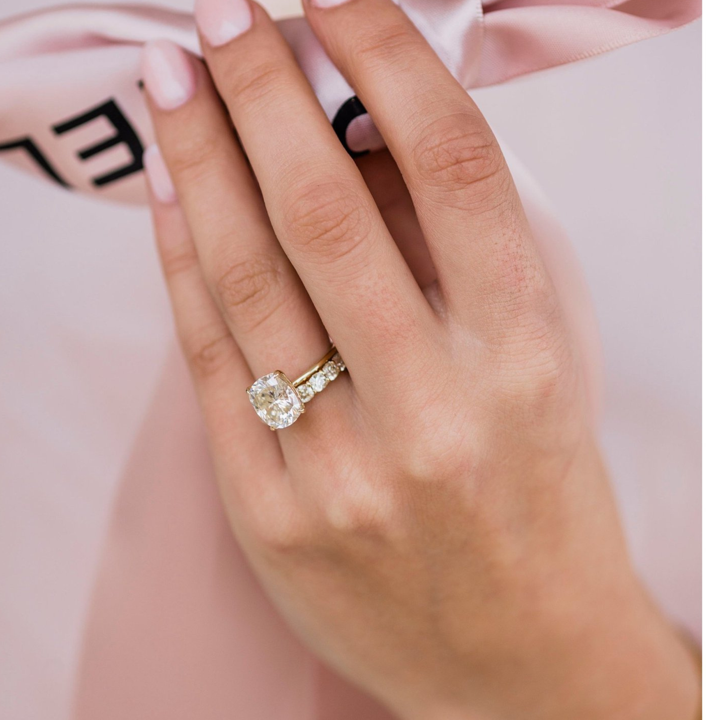 3.1 CT Elongated Cushion Solitaire Lab Grown Diamond Engagement Ring