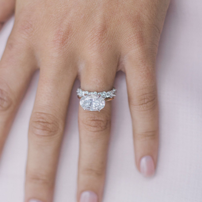 4 CT East West Oval Solitaire Lab Grown Diamond Engagement Ring