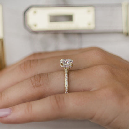 2 CT Cushion Pave Lab Grown Diamond Engagement Ring