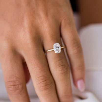 1.85 CT Oval Solitaire Lab Grown Diamond Engagement Ring
