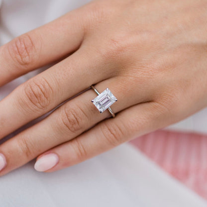2.6 CT Emerald Solitaire Lab Grown Diamond Engagement Ring