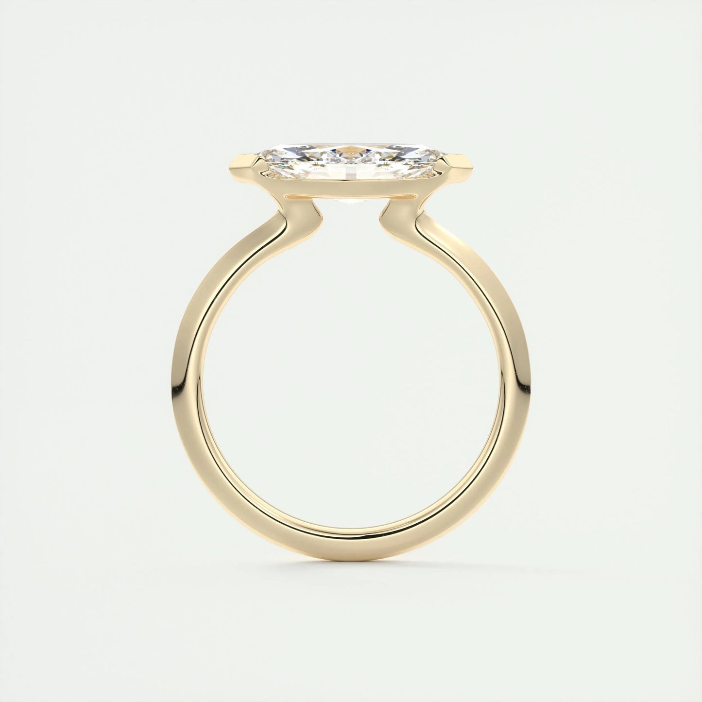 1.98 CT Marquise Half Bezel Solitaire Moissanite Engagement Ring