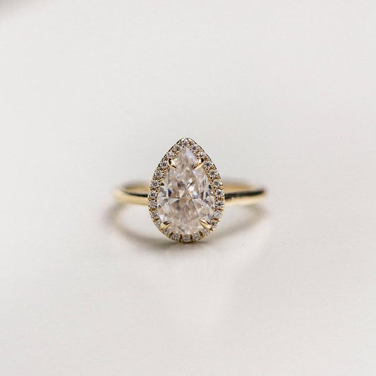 2.35 CT Pear Halo Moissanite Engagement Ring