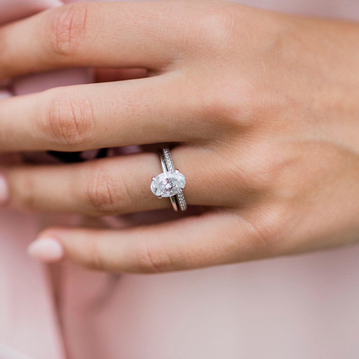 2.1 CT Oval Hidden Halo Lab Grown Diamond Engagement Ring