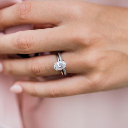 2.1 CT Oval Hidden Halo Lab Grown Diamond Engagement Ring