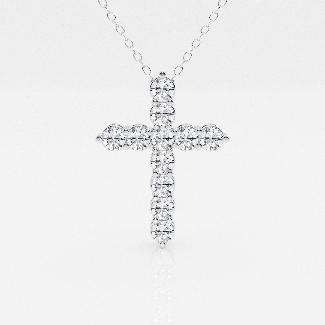 1 TCW Round Shape Moissanite Cross Pendant Necklace