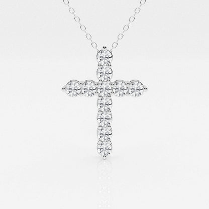 1 TCW Round Shape Moissanite Cross Pendant Necklace