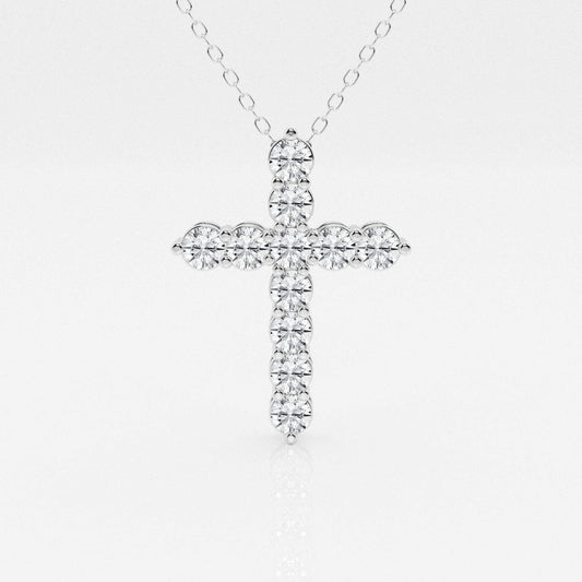 1 TCW Round Shape Moissanite Cross Pendant Necklace
