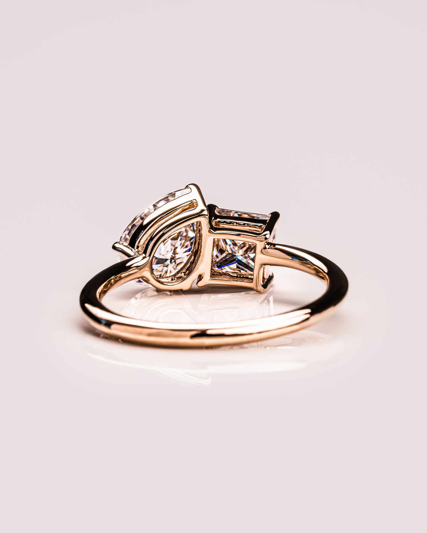 1.95 CT Pear & Princess Cut Two Stone Moissanite Engagement Ring