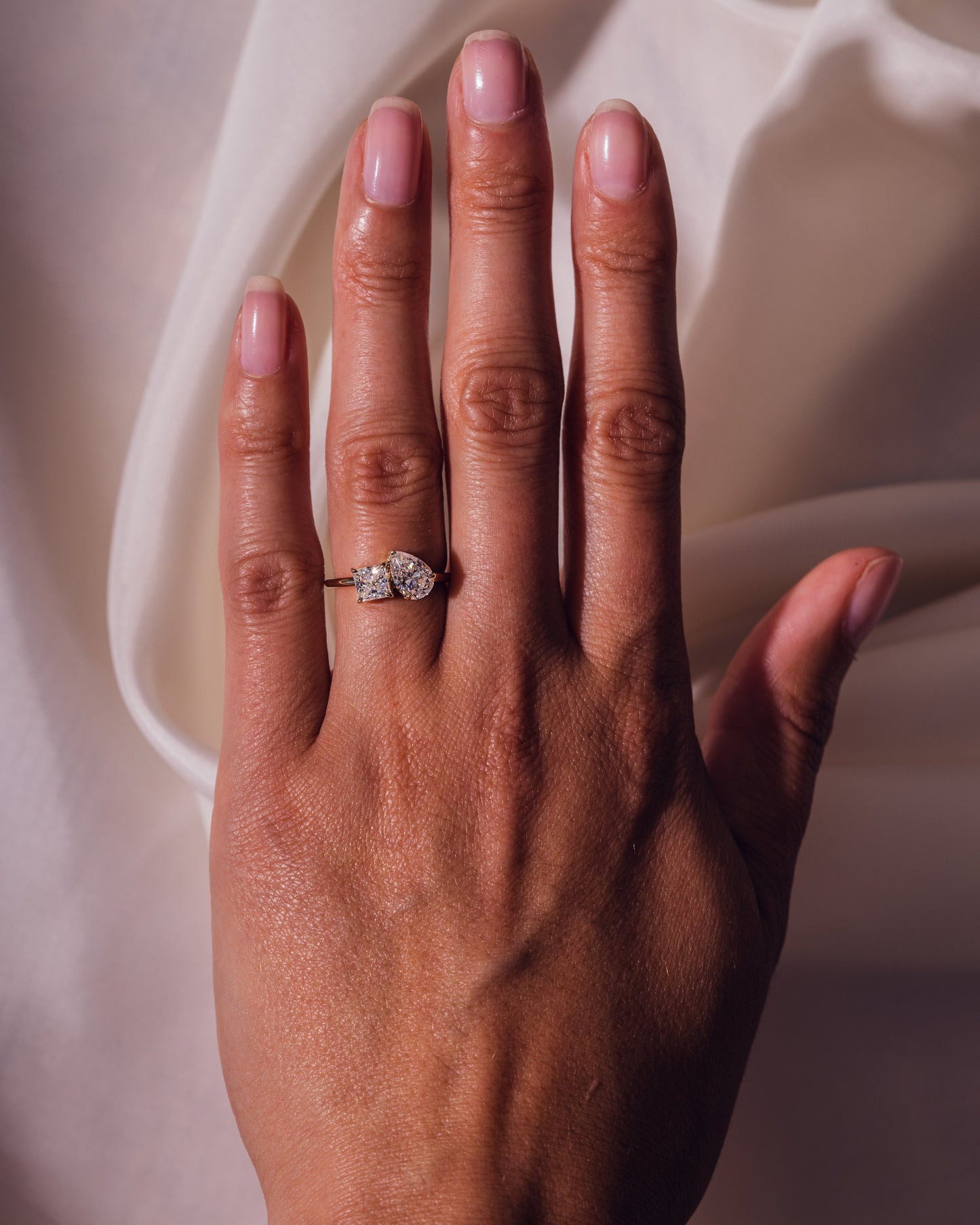 1.95 CT Pear & Princess Cut Two Stone Moissanite Engagement Ring