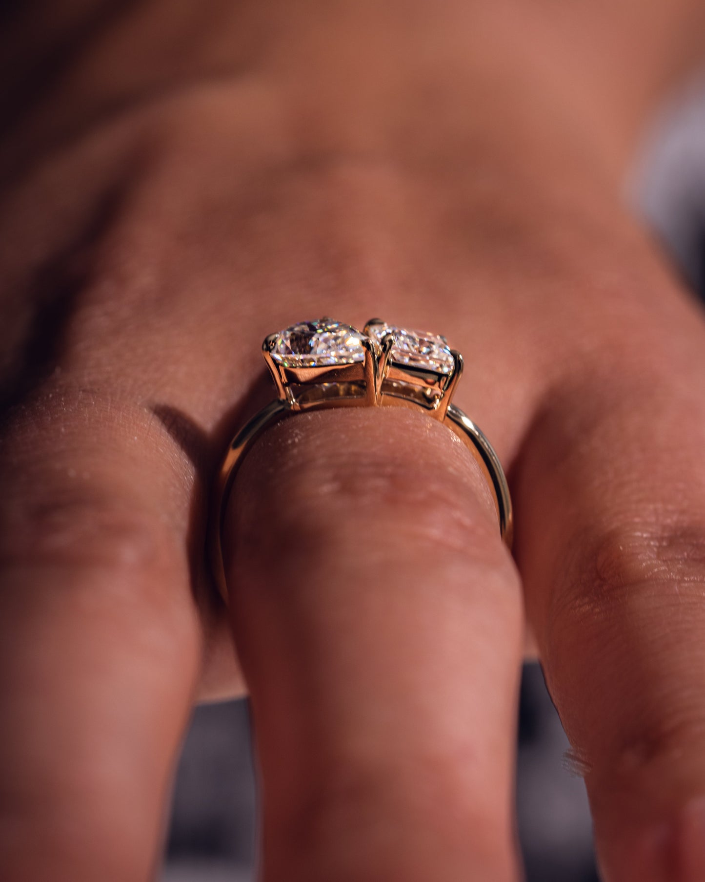 1.95 CT Pear & Princess Cut Two Stone Moissanite Engagement Ring