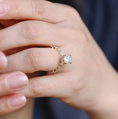 Stunning 1.0 - 2.0 CT Oval Moissanite Engagement Ring with Pave & Hidden Halo Design 6