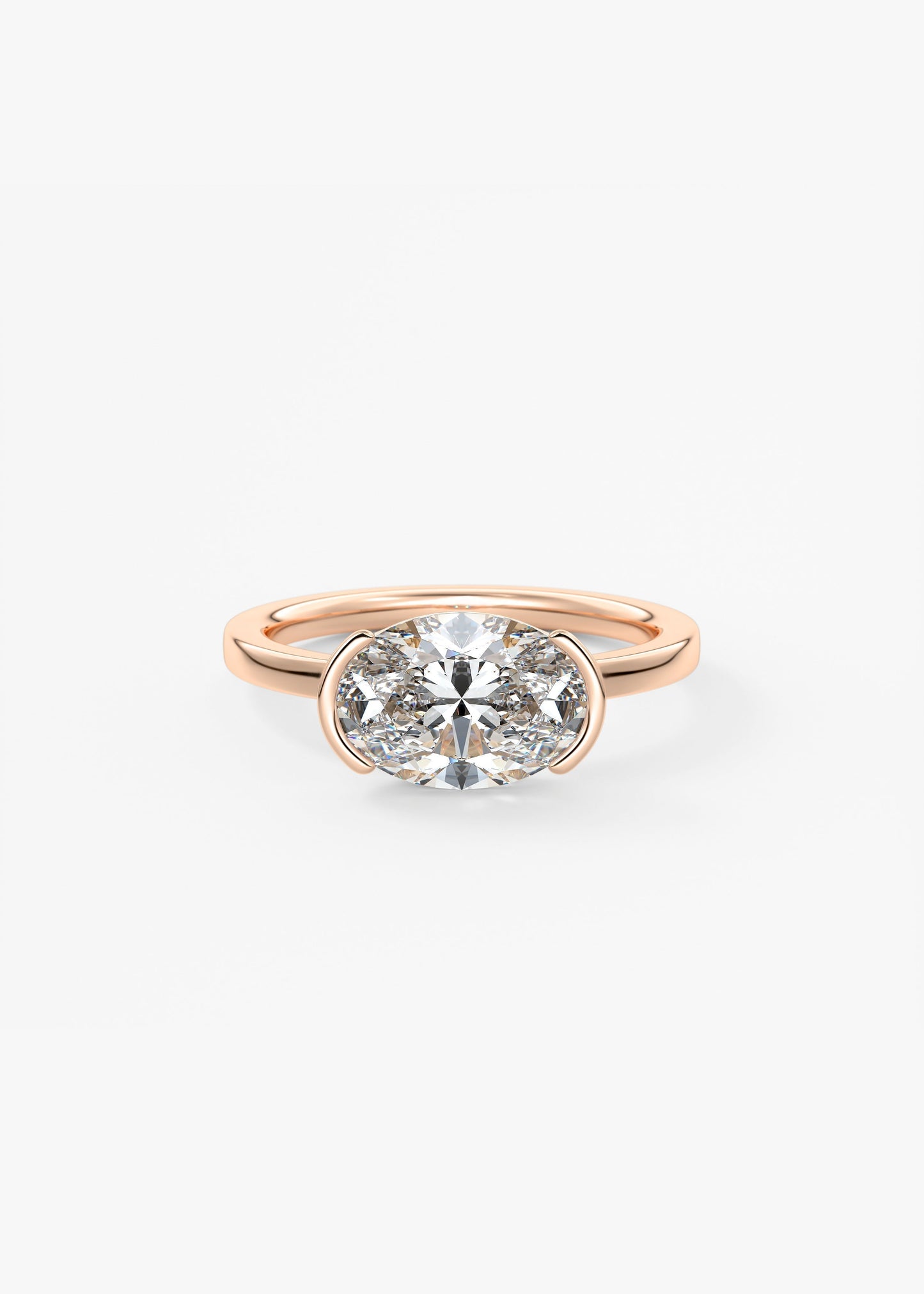 Oval East West Half Bezel Lab Grown Diamond Engagement Ring