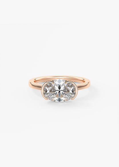 Oval East West Half Bezel Lab Grown Diamond Engagement Ring