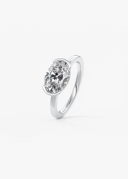 Oval East West Half Bezel Lab Grown Diamond Engagement Ring