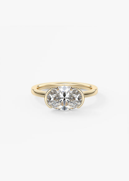 Oval East West Half Bezel Lab Grown Diamond Engagement Ring