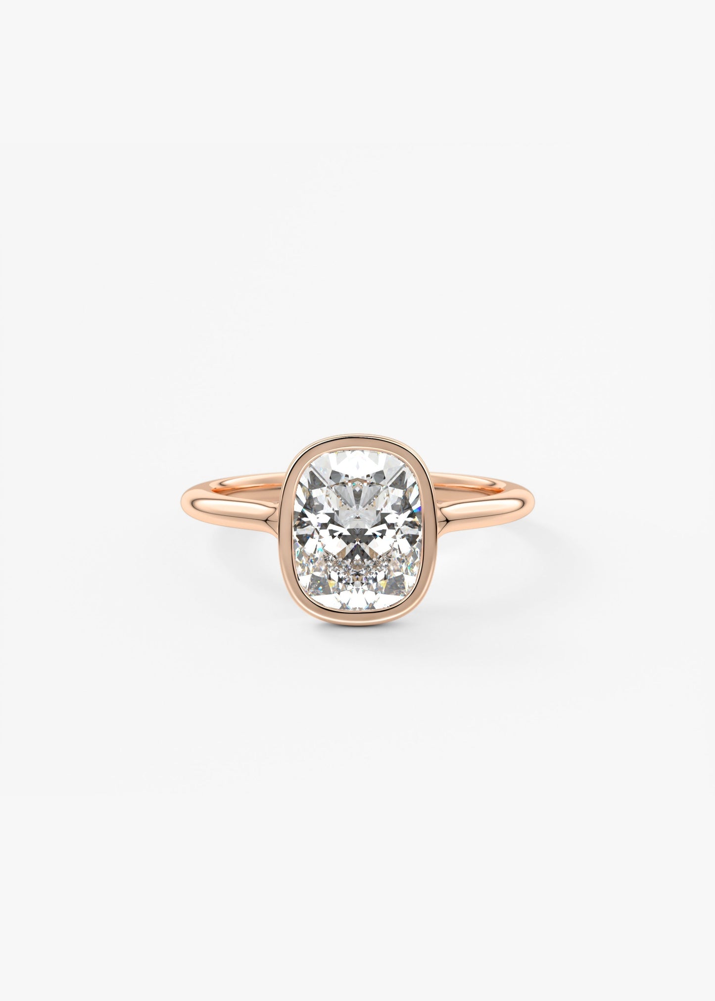Elongated Cushion Bezel Lab Grown Diamond Engagement Ring