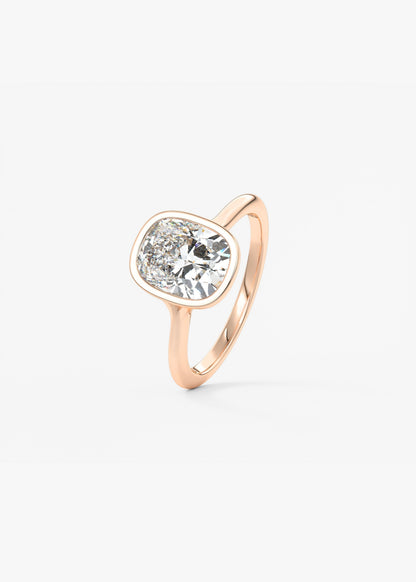 Elongated Cushion Bezel Lab Grown Diamond Engagement Ring