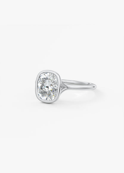 Elongated Cushion Bezel Lab Grown Diamond Engagement Ring