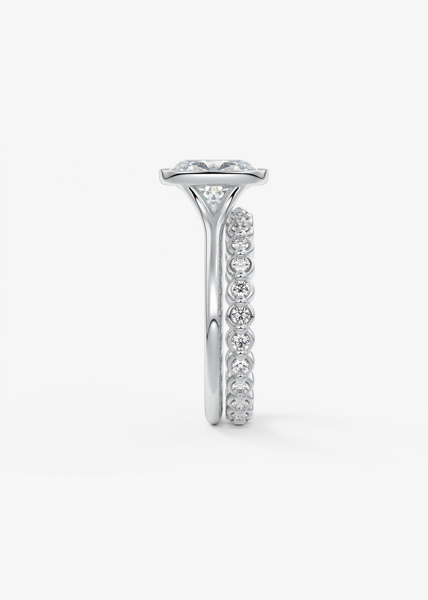 Elongated Cushion Bezel Lab Grown Diamond Engagement Ring
