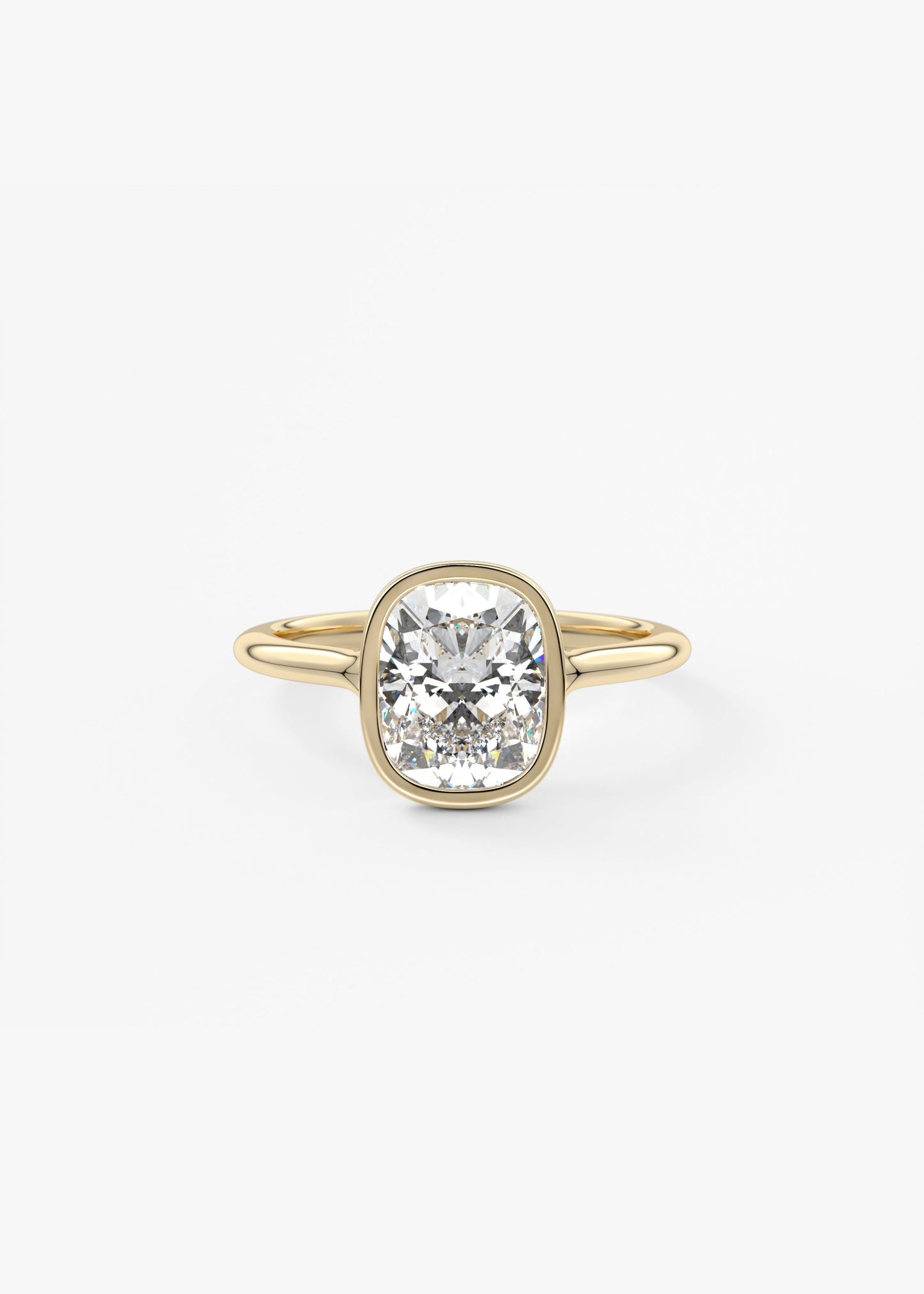 Elongated Cushion Bezel Lab Grown Diamond Engagement Ring