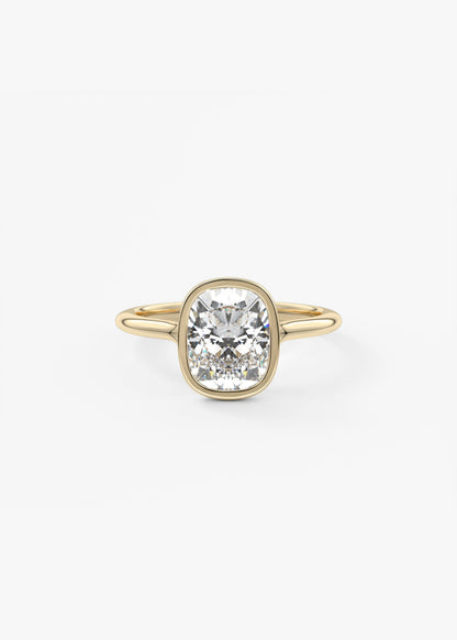Elongated Cushion Bezel Lab Grown Diamond Engagement Ring