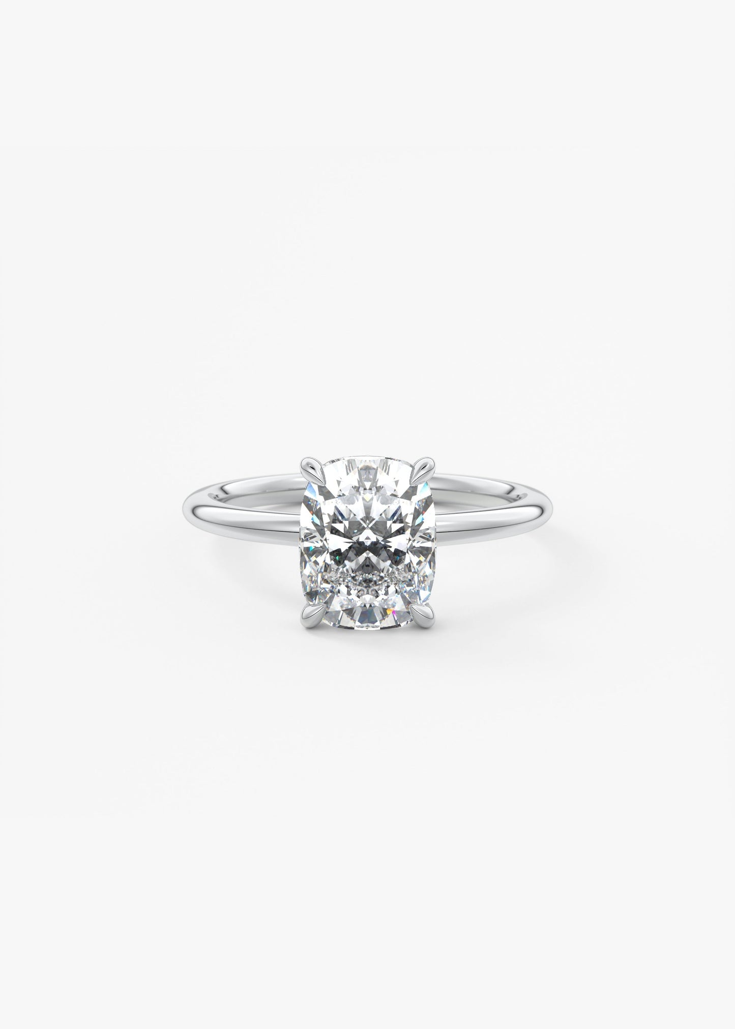 Elongated Cushion Hidden Halo Lab Grown Diamond Engagement Ring