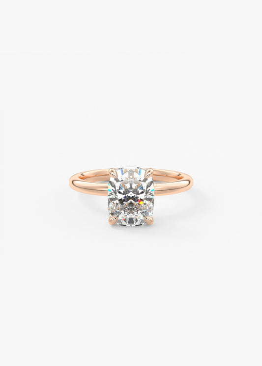 Elongated Cushion Solitaire Lab Grown Diamond Engagement Ring