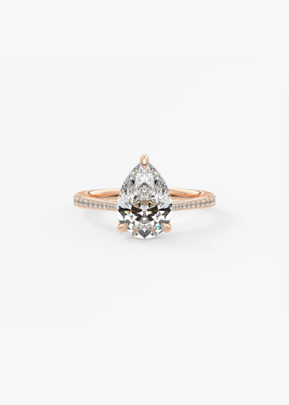 Pear Pave Cathedral Lab Grown Diamond Engagement Ring